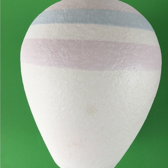 CERAMIC VASE 7” tall. Cream color with pale, pink, pale, blue stripes - Picture 3 of 8